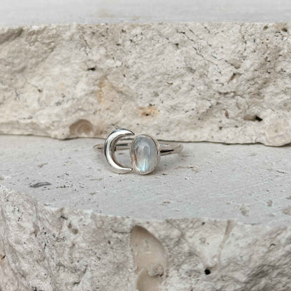 Crescent Moonstone Ring