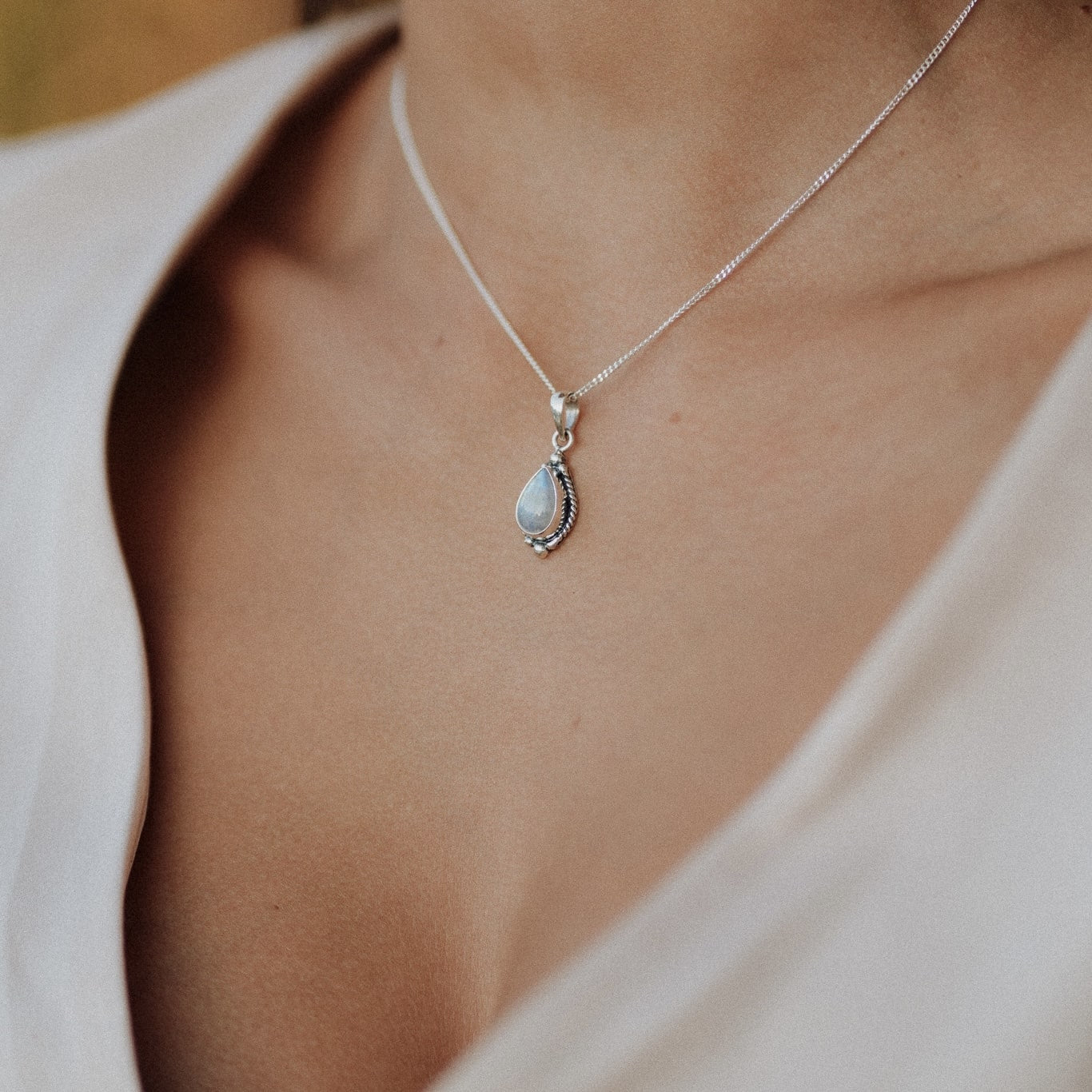 Moonstone Droplet Necklace