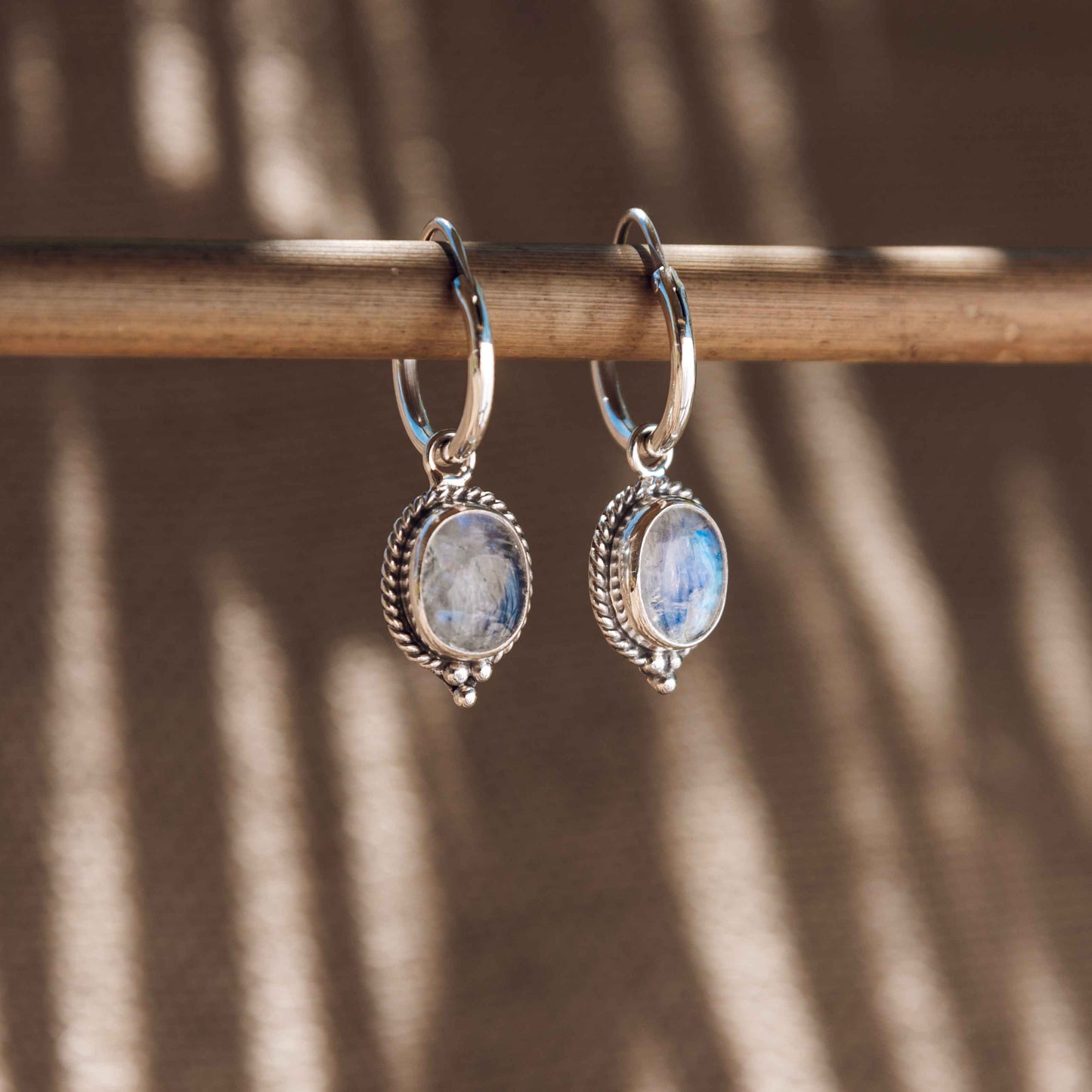 Wind and Soul Earrings Moonstone Hoops