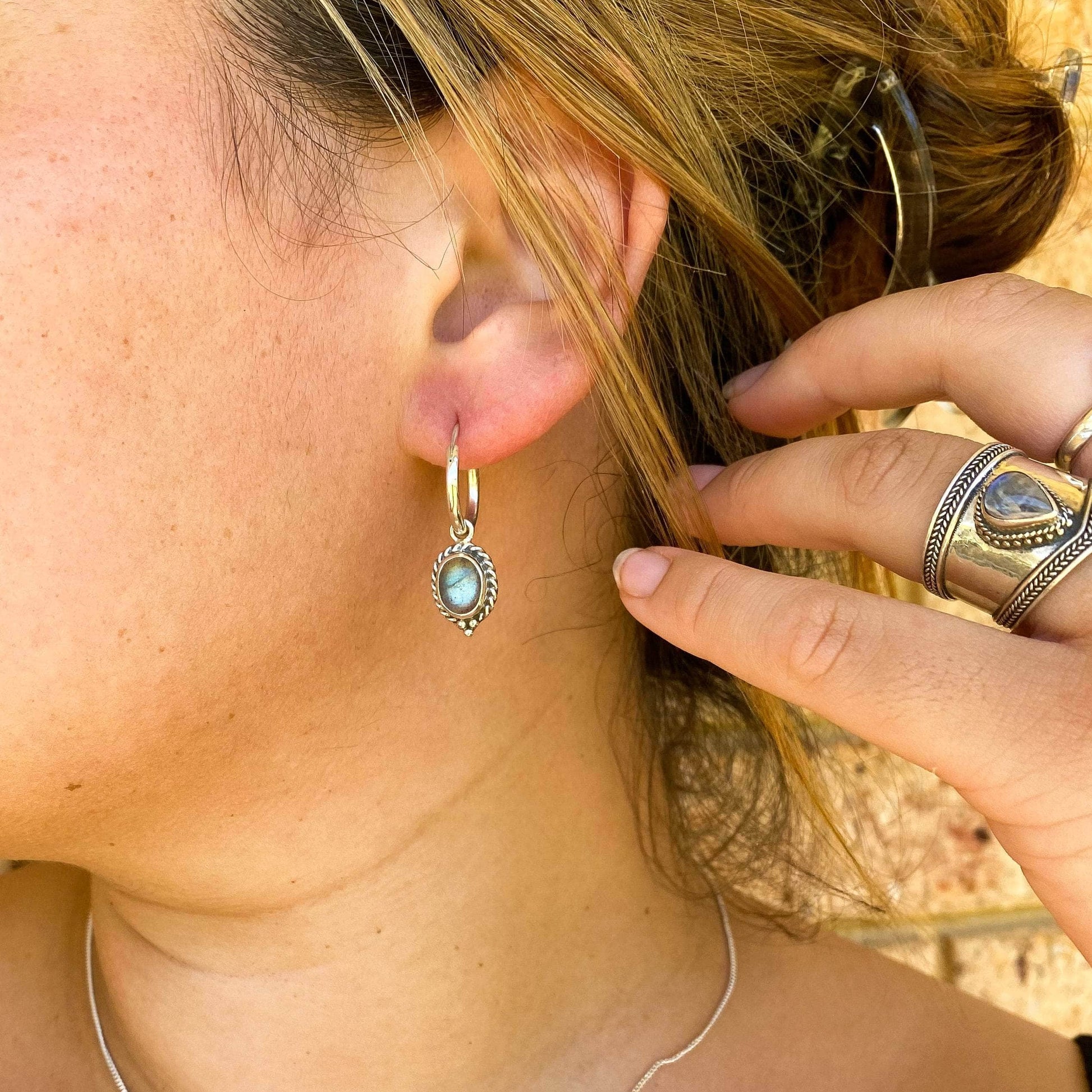 Wind and Soul Labradorite Hoops