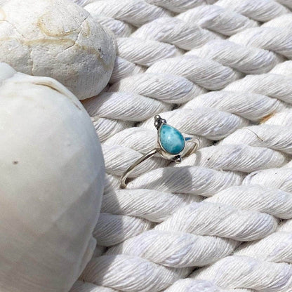 Wind and Soul Larimar Droplet Ring