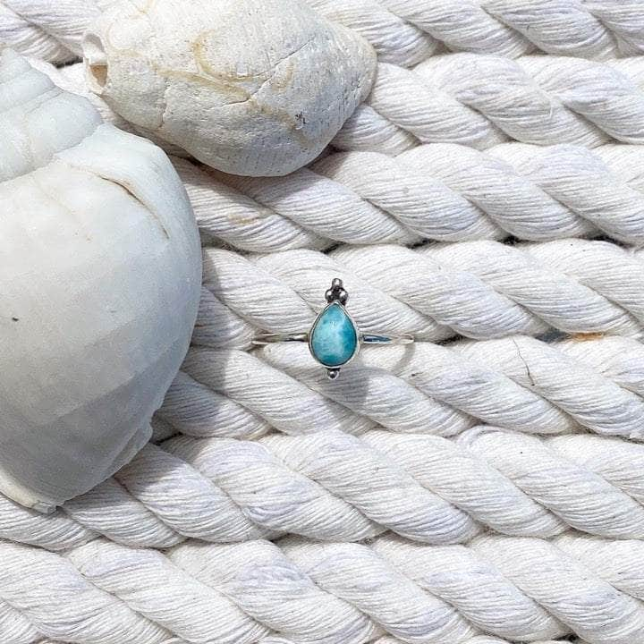 Wind and Soul Larimar Droplet Ring