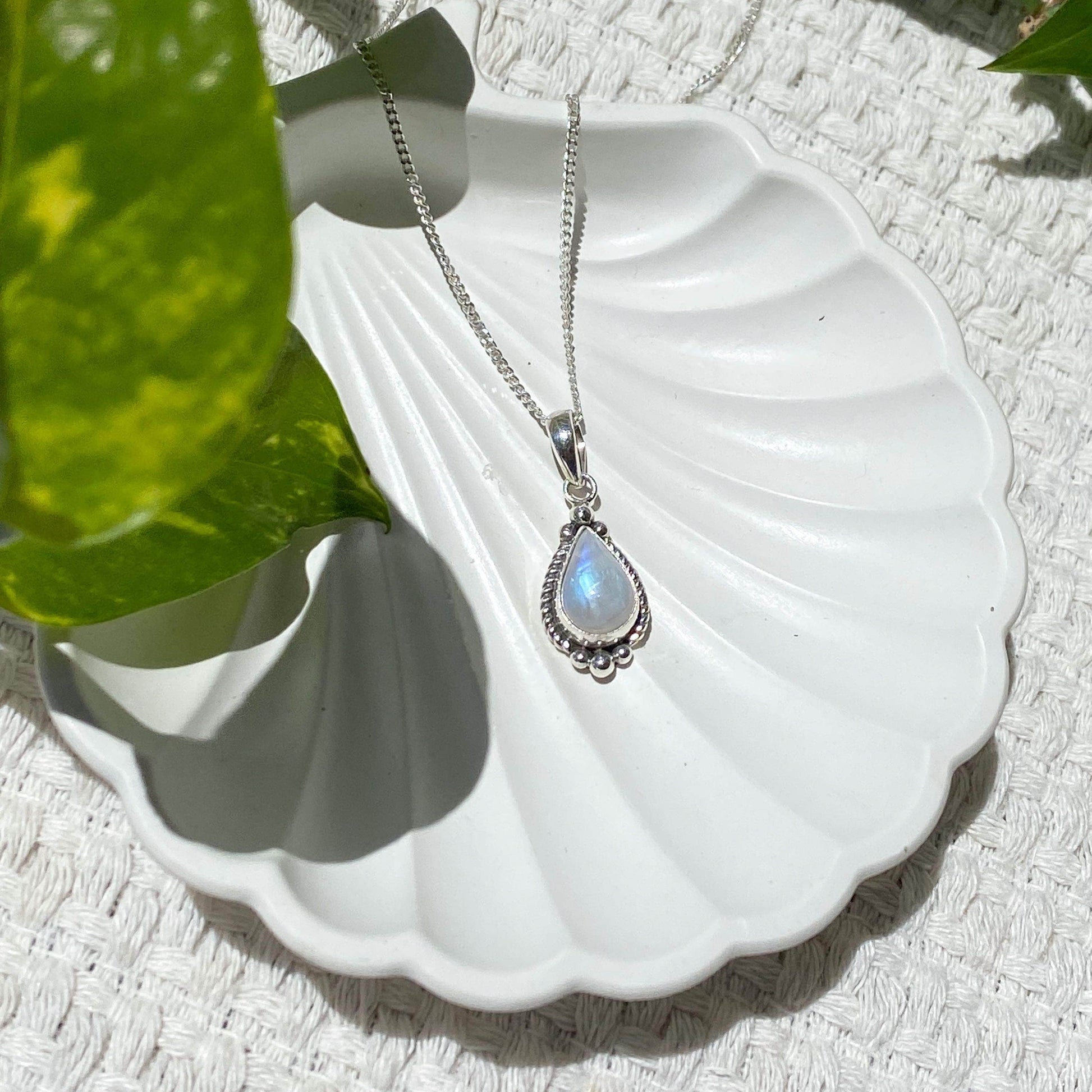 Wind and Soul Moonstone Droplet Necklace