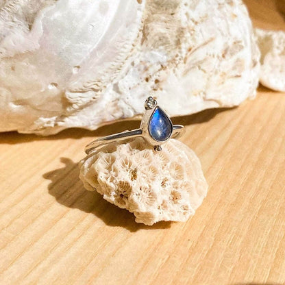 Wind and Soul Rings Droplet Moonstone Ring